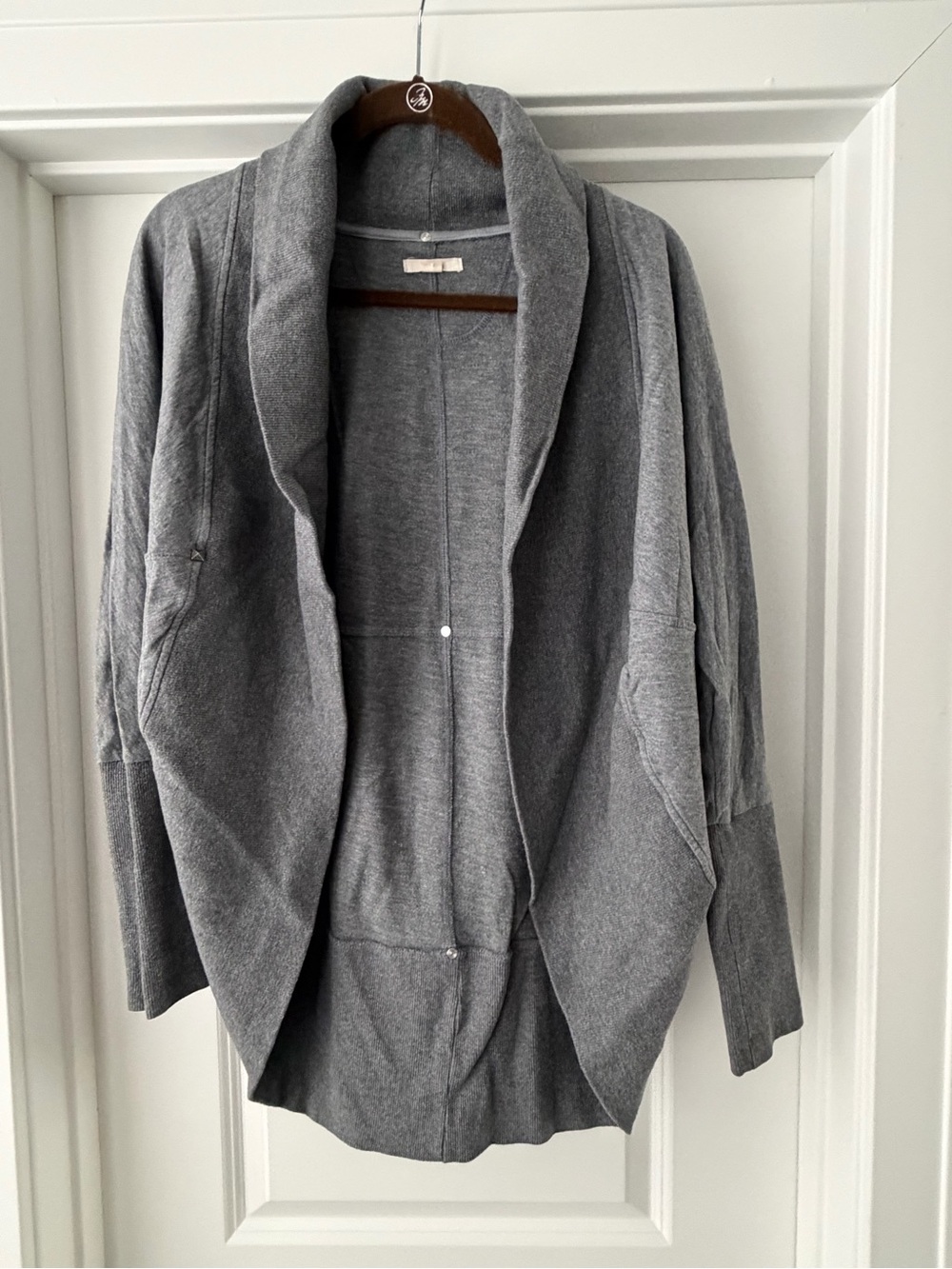 Tulle Gray Shawl Collar Open Front Teddy Jacket